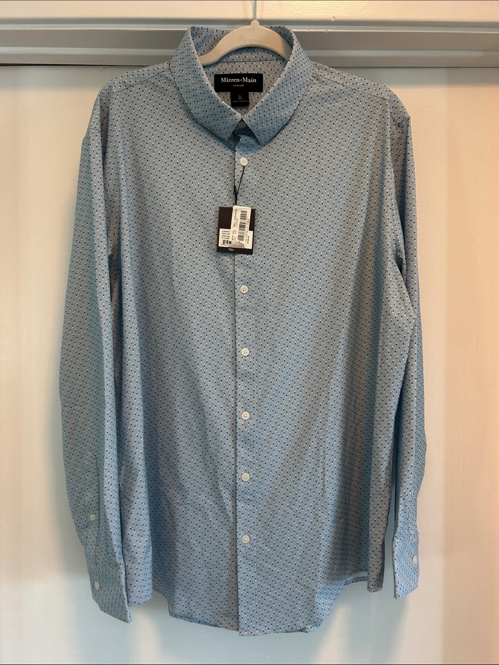 Mizzen+Main Light Blue Microdot Long-Sleeve Button-Down Shirt